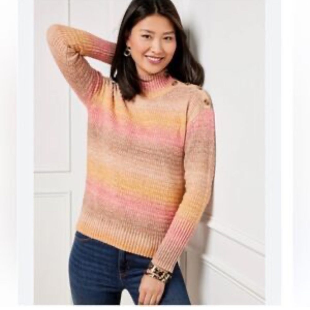 Talbots Mock Neck Ombre Wool Blend Sweater Pullover Medium